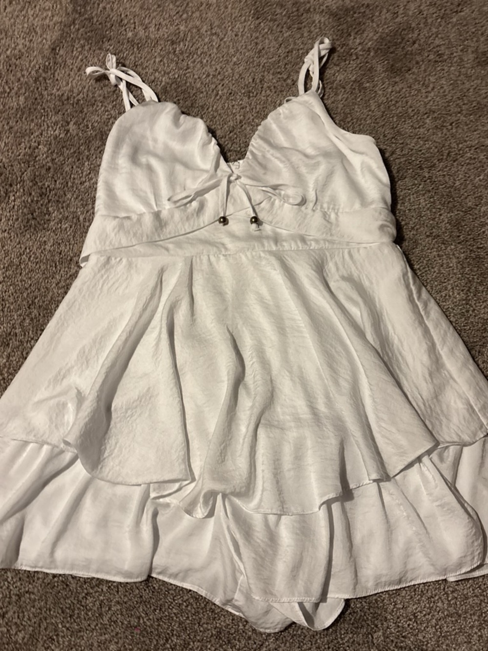 White Tiered Mini Dress with Adjustable Straps